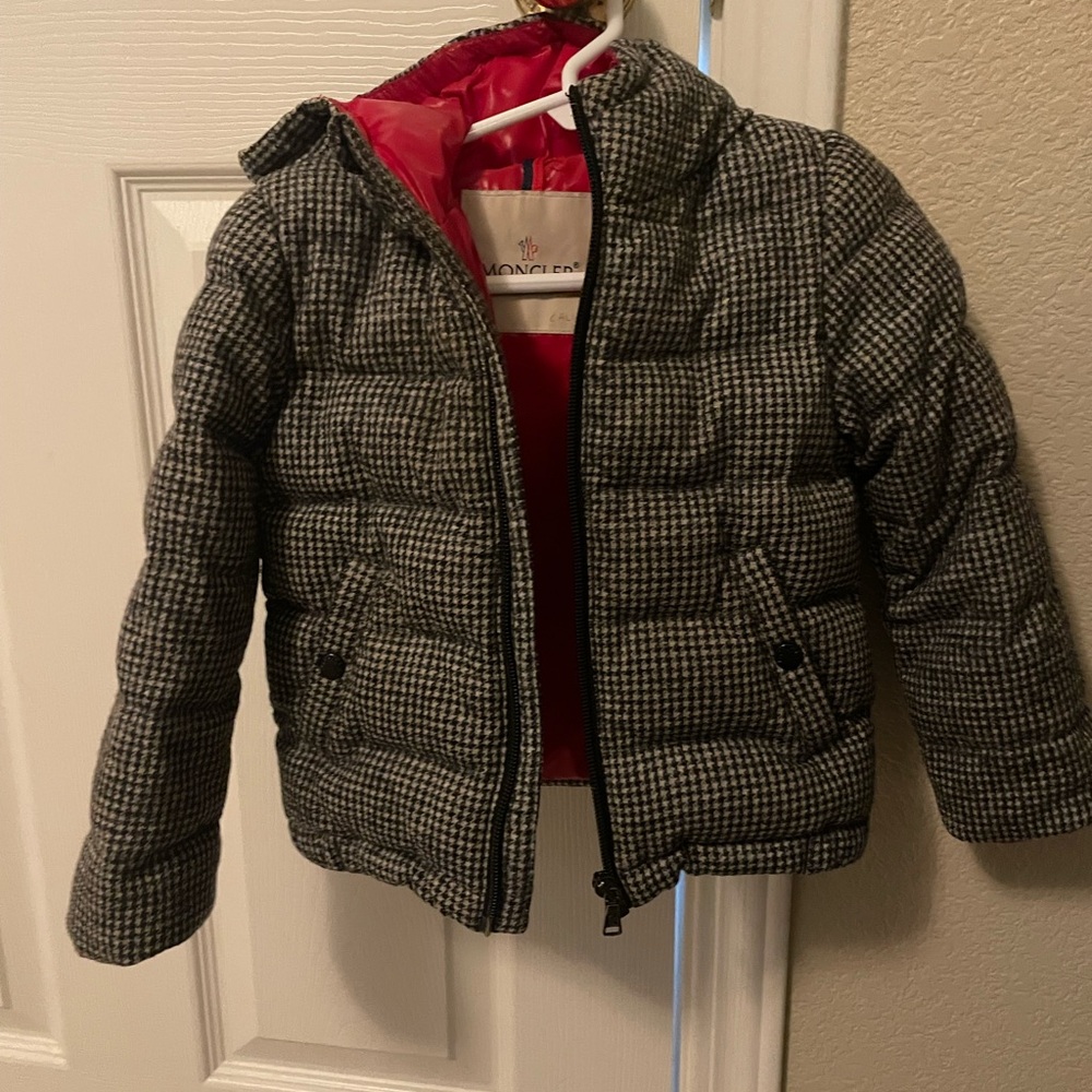 Moncler Kids 18-24mos Houndstooth Puffer Jacket - Black and Beige